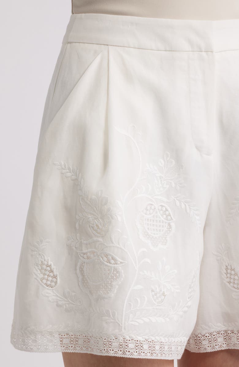 KOBI HALPERIN Embroidered Shorts, Alternate, color, White