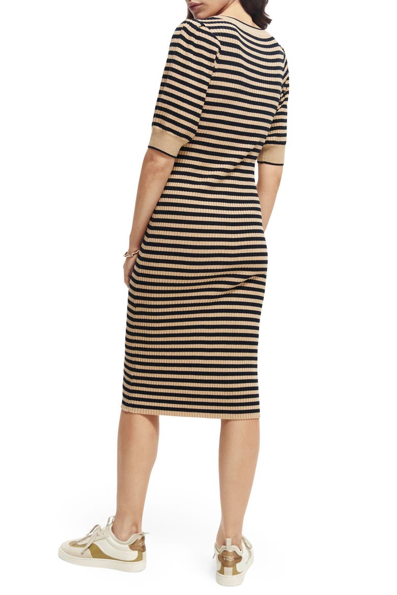 Stripe Square Neck Rib Midi Dress, Alternate, color, 0598-COMBO S