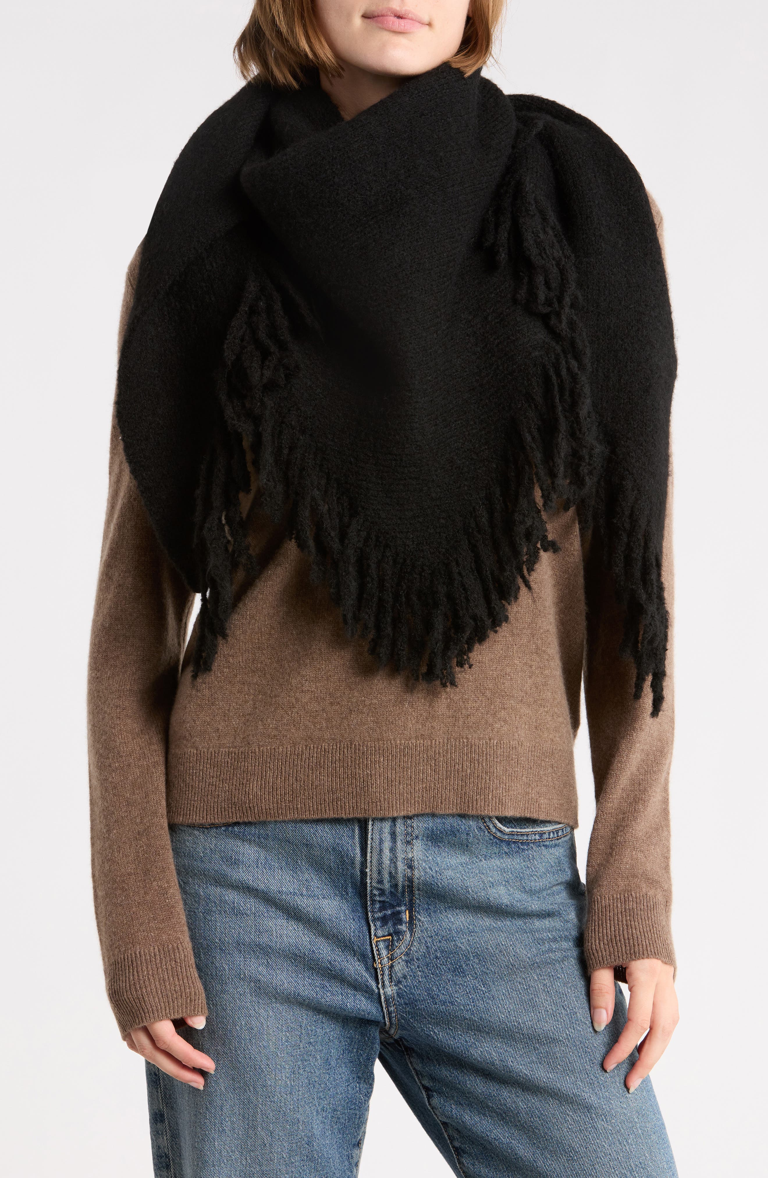 Marled Fringe Triangle Scarf