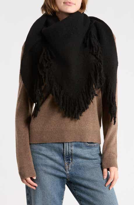 Marled Fringe Triangle Scarf