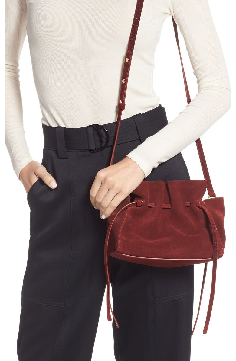 Mansur Gavriel Mini Suede Drawstring Bag, Alternate, color,