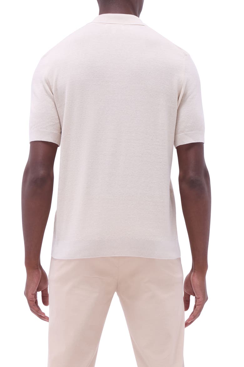 Johnny Collar Cotton & Silk Polo Sweater, Alternate, color, CHALK