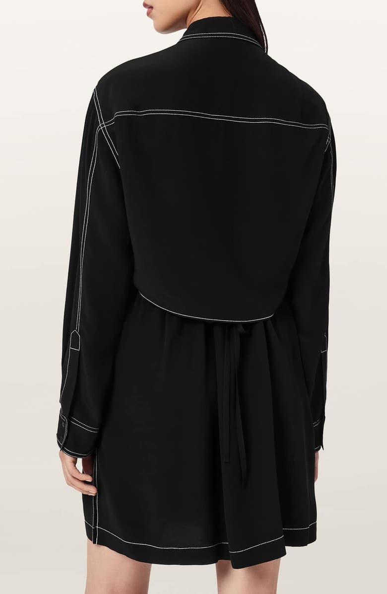 AllSaints Tala Long Sleeve Shirtdress, Alternate, color, Black