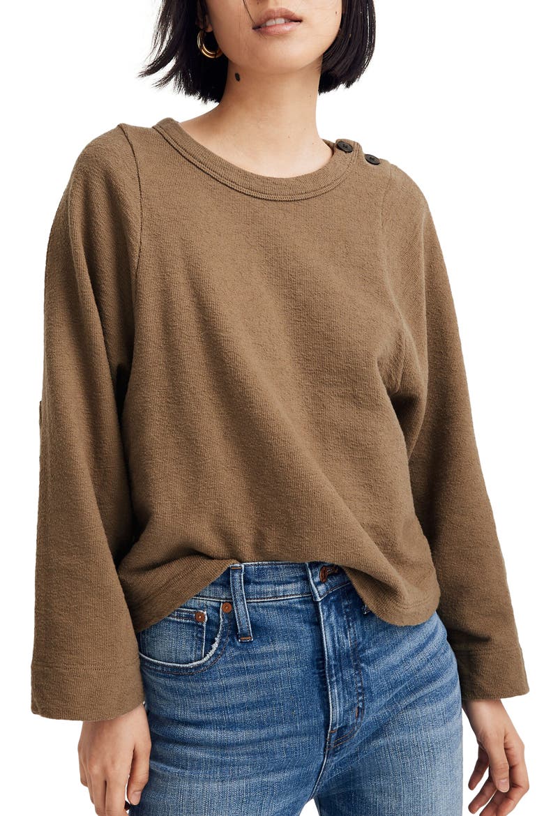 Shoulder Button Elbow Patch Top, Main, color, BRITISH SURPLUS