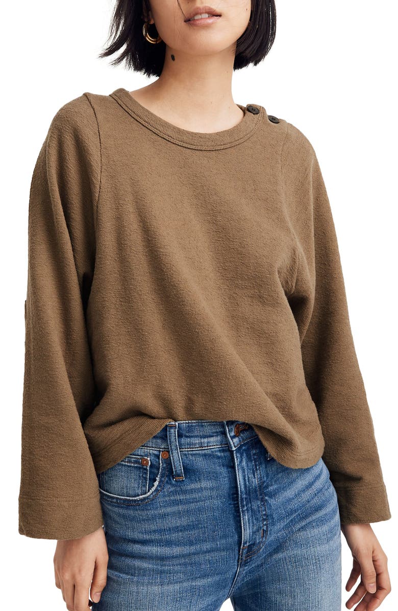 Madewell Shoulder Button Elbow Patch Top, Main, color, 