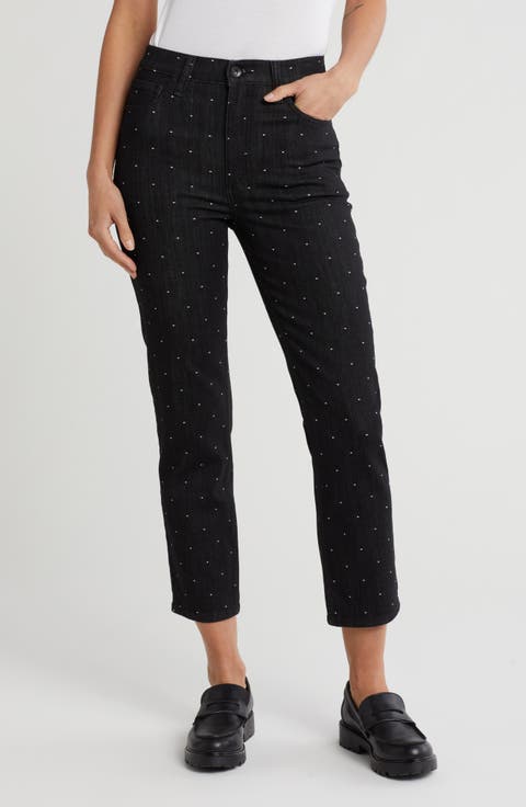 Fern Dot High Waist Ankle Slim Leg Jeans