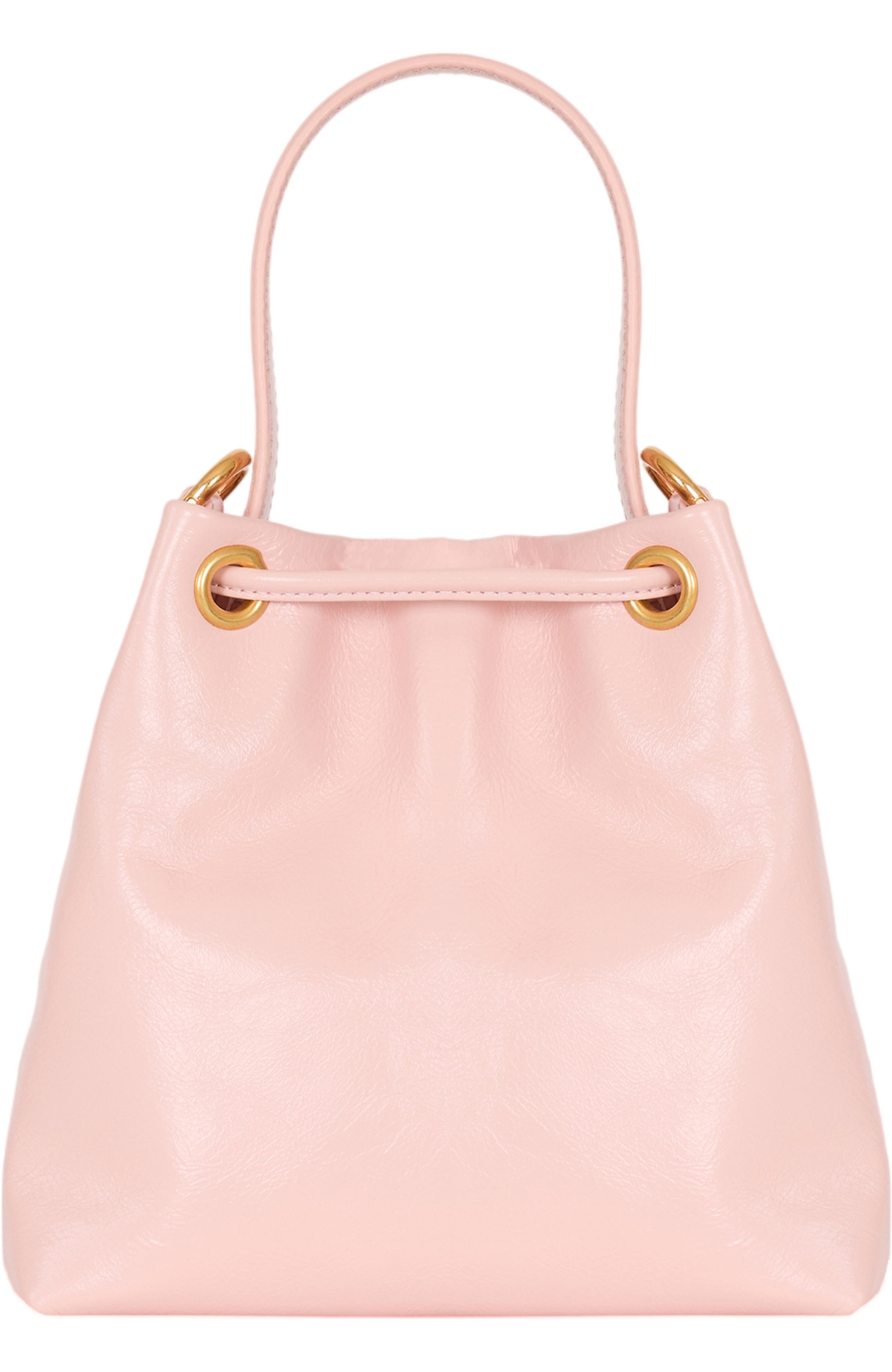 Balmain Pulse Bucket bag in smooth leather, Alternate, color, Pink
