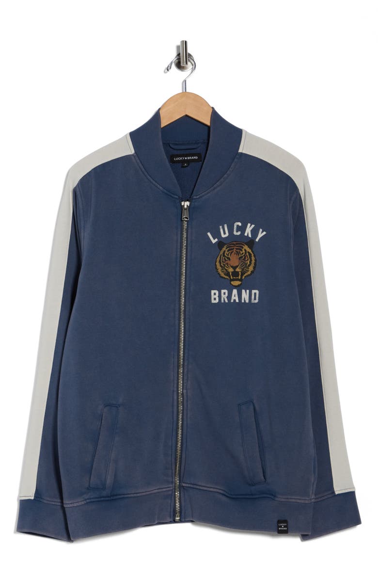 Lucky Brand Logo Varsity Bomber Jacket, Alternate, color, 