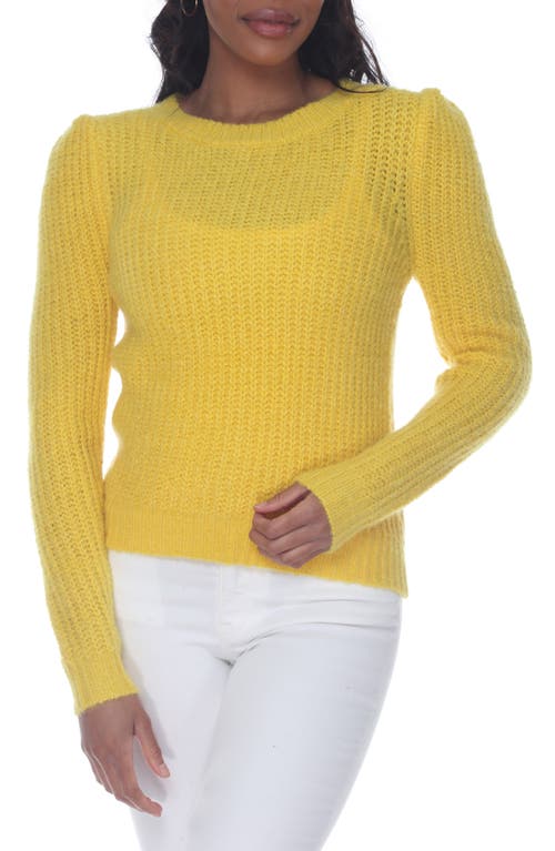 Rain And Rose Rib Crewneck Sweater In Yellow