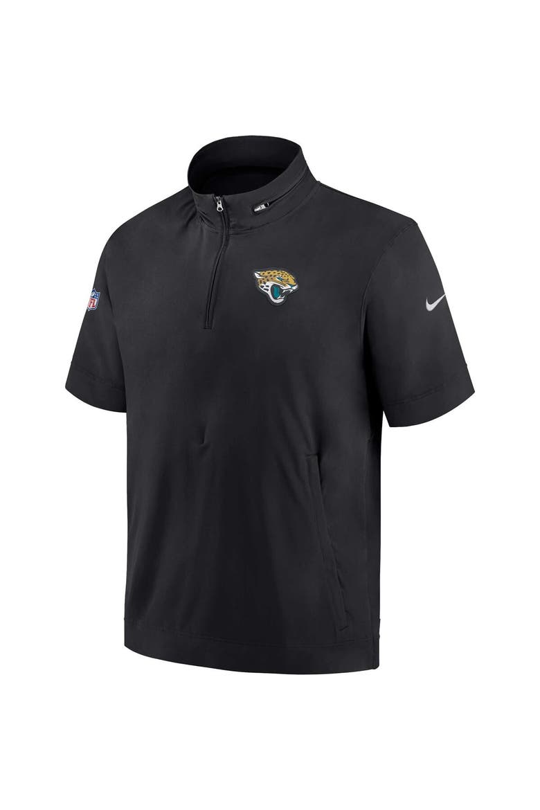 Men's Nike  Black Jacksonville Jaguars Sideline Coach Short Sleeve Hoodie Quarter-Zip Jacket, Alternate, color, Black