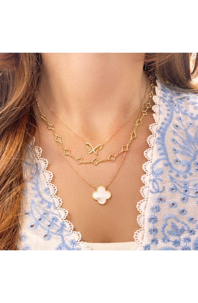 The Lovery Fine Jewelry Large Diamond Butterfly Cutout Necklace, Alternate, color, Yellow Gold