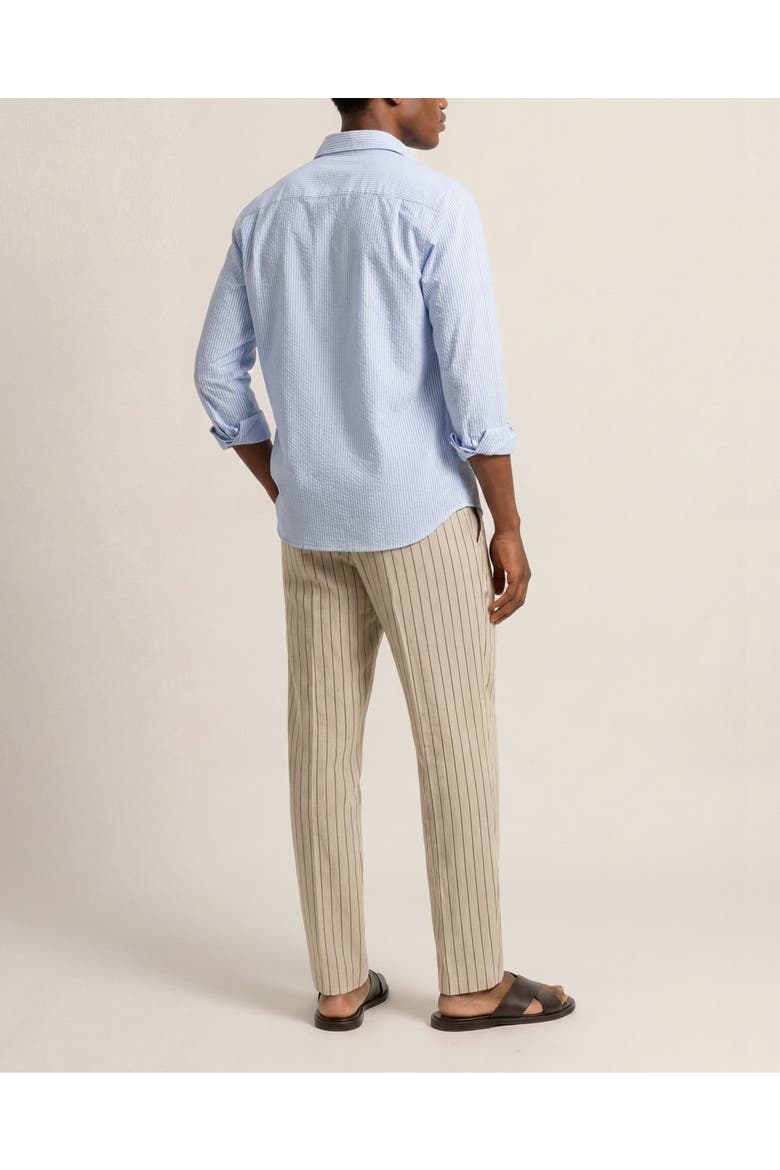 Alex Relaxed Fit Striped Linen Trousers, Alternate, color, LATTE/NIGHT IRIS
