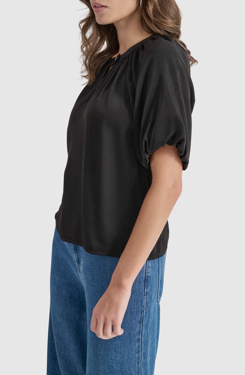 DKNY Bubble Sleeve Satin Top, Alternate, color,