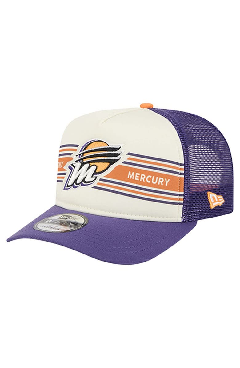 New Era Unisex New Era  Cream/Purple Phoenix Mercury Banner Foam Front 9FIFTY A-Frame Adjustable Trucker Hat, Main, color, Cream