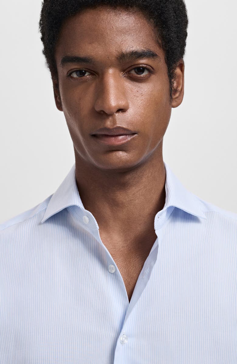 MANGO Thousand Stripe Slim Fit Button Down Shirt, Alternate, color, Blue