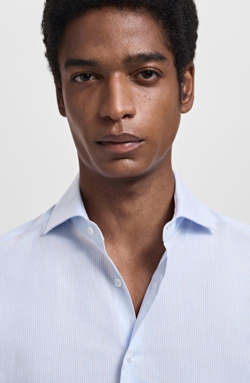 Mango Thousand Stripe Slim Fit Button Down Shirt In Blue