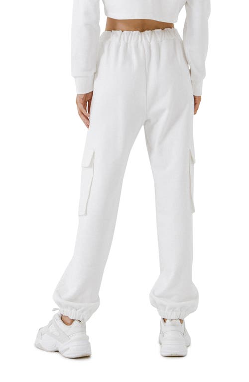 Grey Lab Pocket Loungewear Cotton Joggers In White