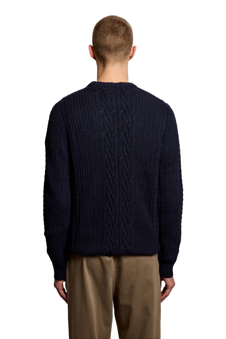 Ribbed Cable Knit Long Sleeve Sweater, Alternate, color, Dark Navy Marl