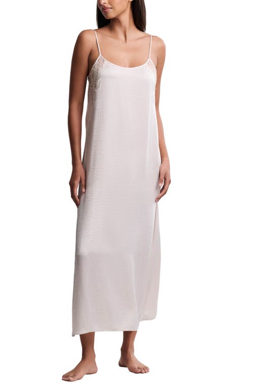 Barefoot Dreams Liquid Lace Trim Satin Nightgown In Brown