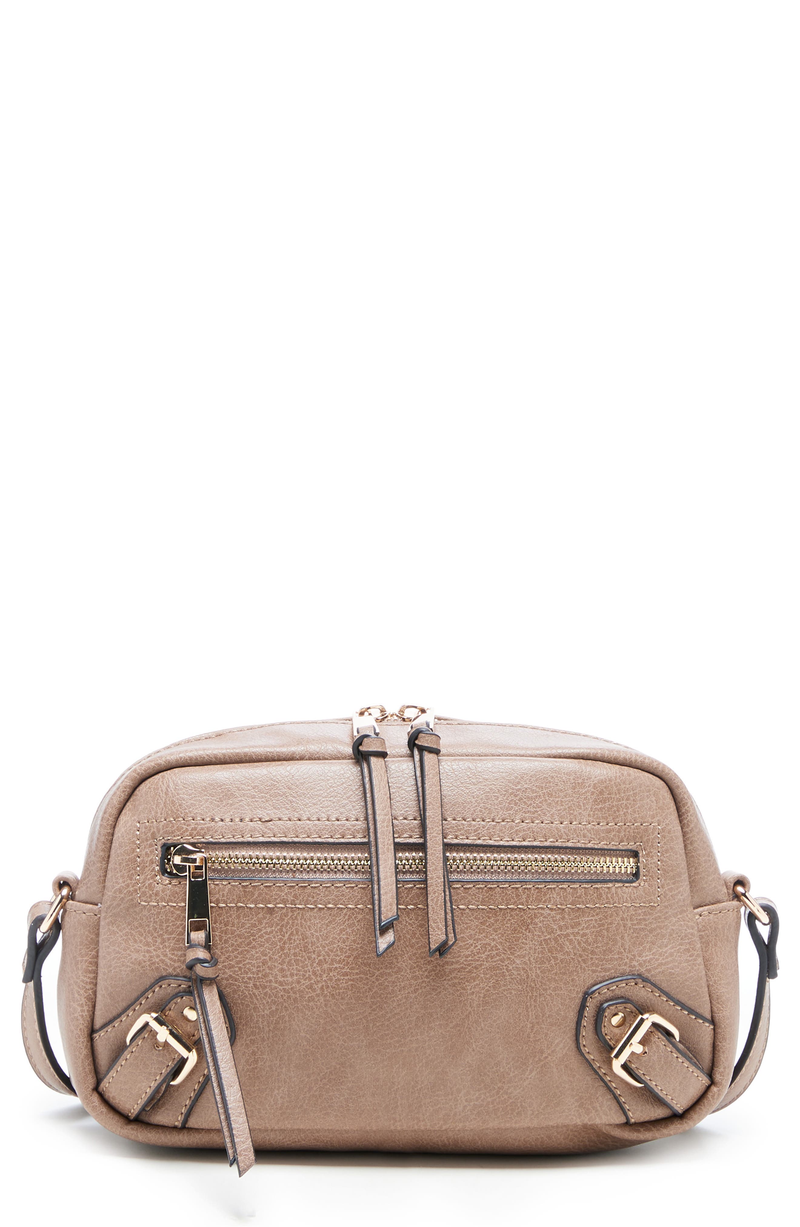 Dael Faux Leather Crossbody Bag, Main, color, TAUPE