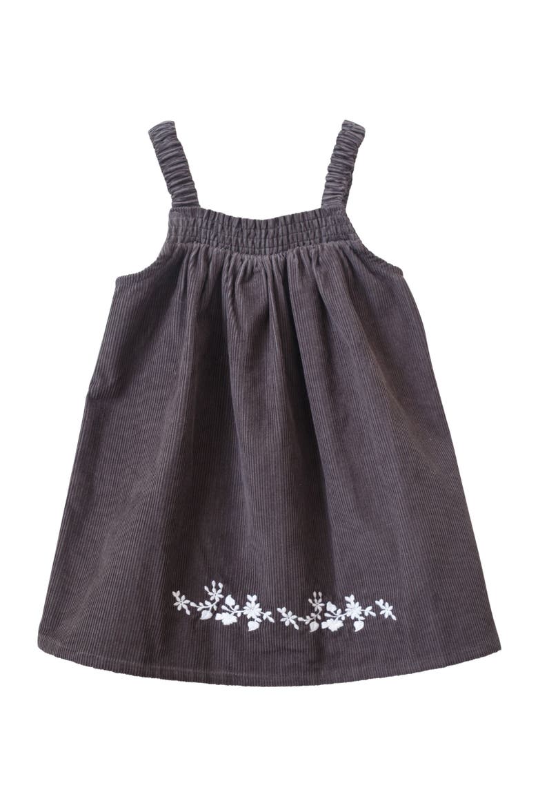 Toddler Pinafore Corduroy Dress with Embroidery | Gray & White, Alternate, color, Gray