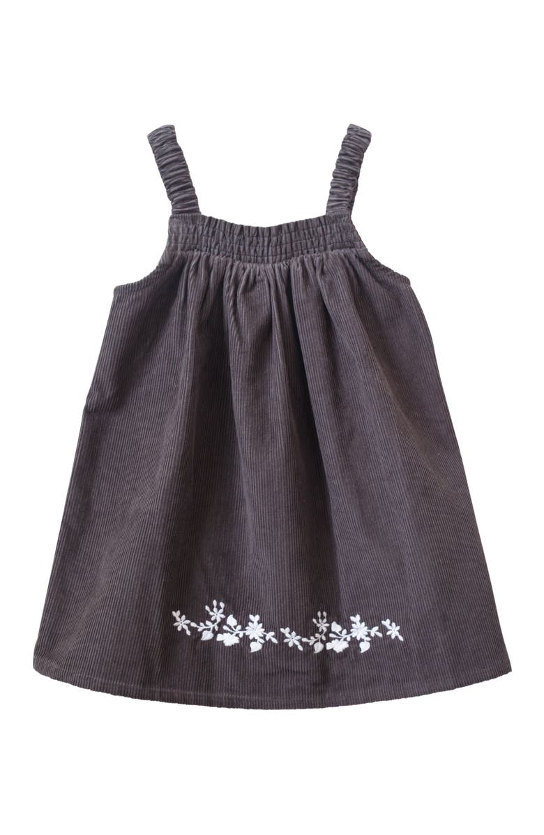 Beet World Toddler Pinafore Corduroy Dress with Embroidery | Gray & White, Alternate, color, Gray