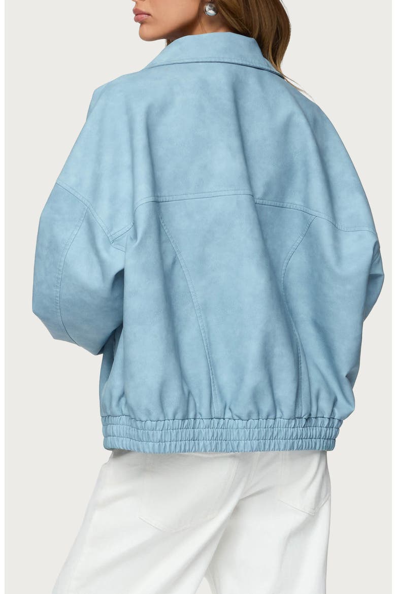 Oversize Faux Leather Jacket, Alternate, color, LIGHT-BLUE-WASHED