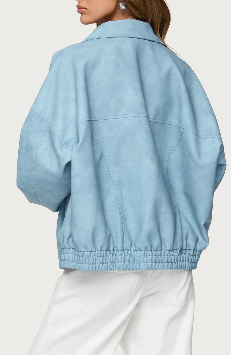 EDIKTED Oversize Faux Leather Jacket, Alternate, color, Light-Blue-Washed
