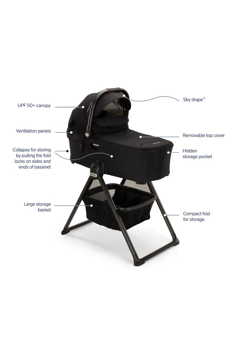 DEMI Series Bassinet Stand, Alternate, color, CAVIAR/ CHOCOLATE