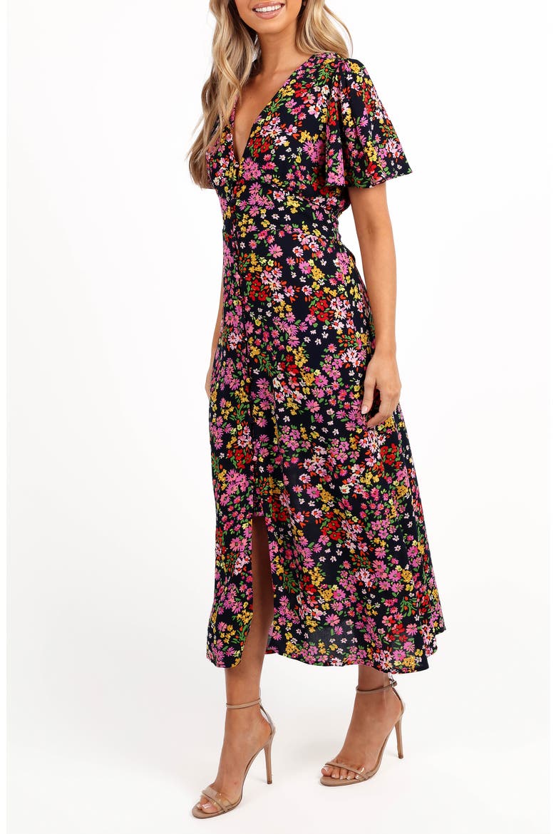 Owena Floral Midi Dress, Alternate, color, MIDNIGHT DAISY