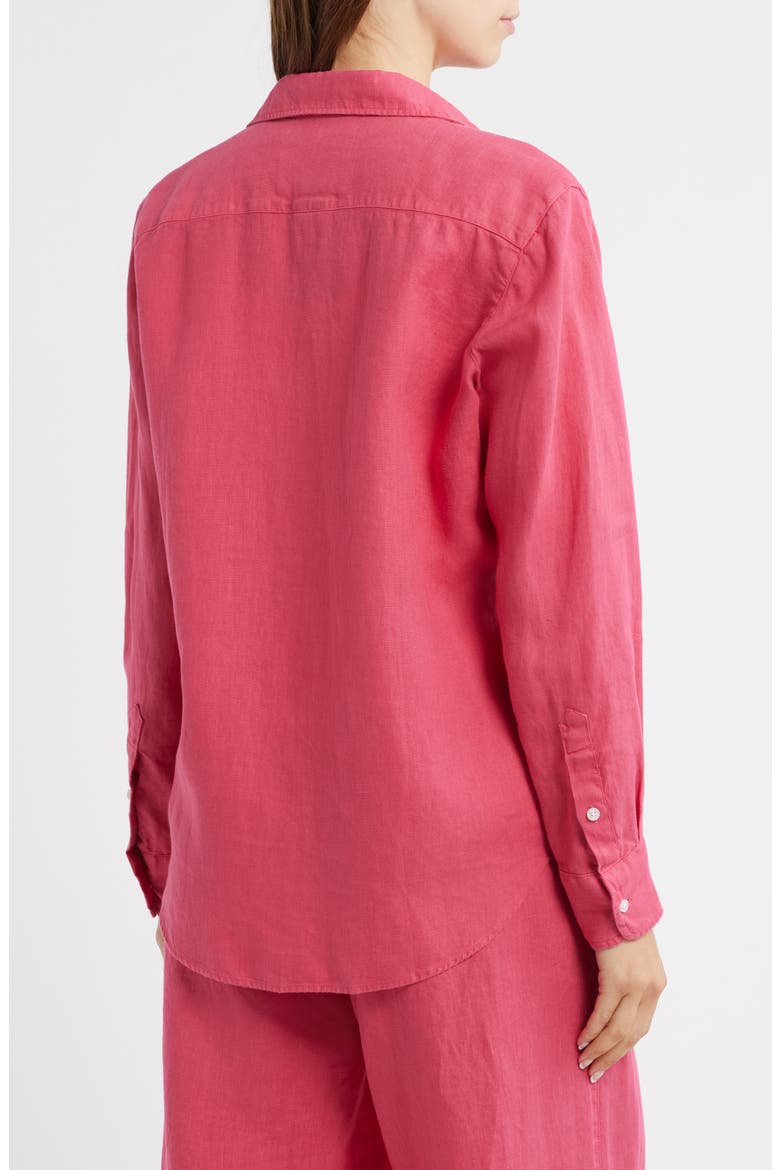 Relaxed Linen Button-Up Shirt, Alternate, color, RASPBERRY
