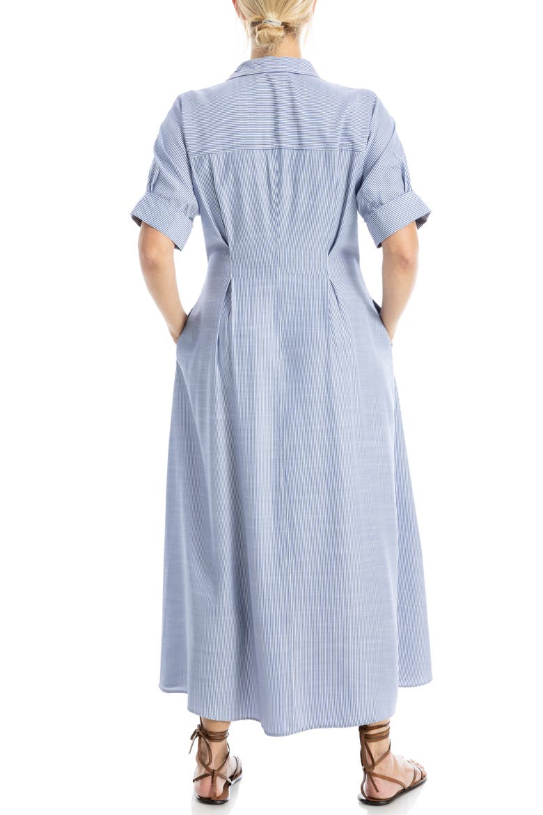 Stripe Short Sleeve Maxi Shirtdress, Alternate, color, INDIGO/ OFF WHITE