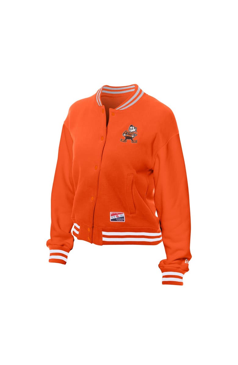 New Era Women's New Era Orange Cleveland Browns Throwback Fleece Full-Snap Jacket, Alternate, color, Orange
