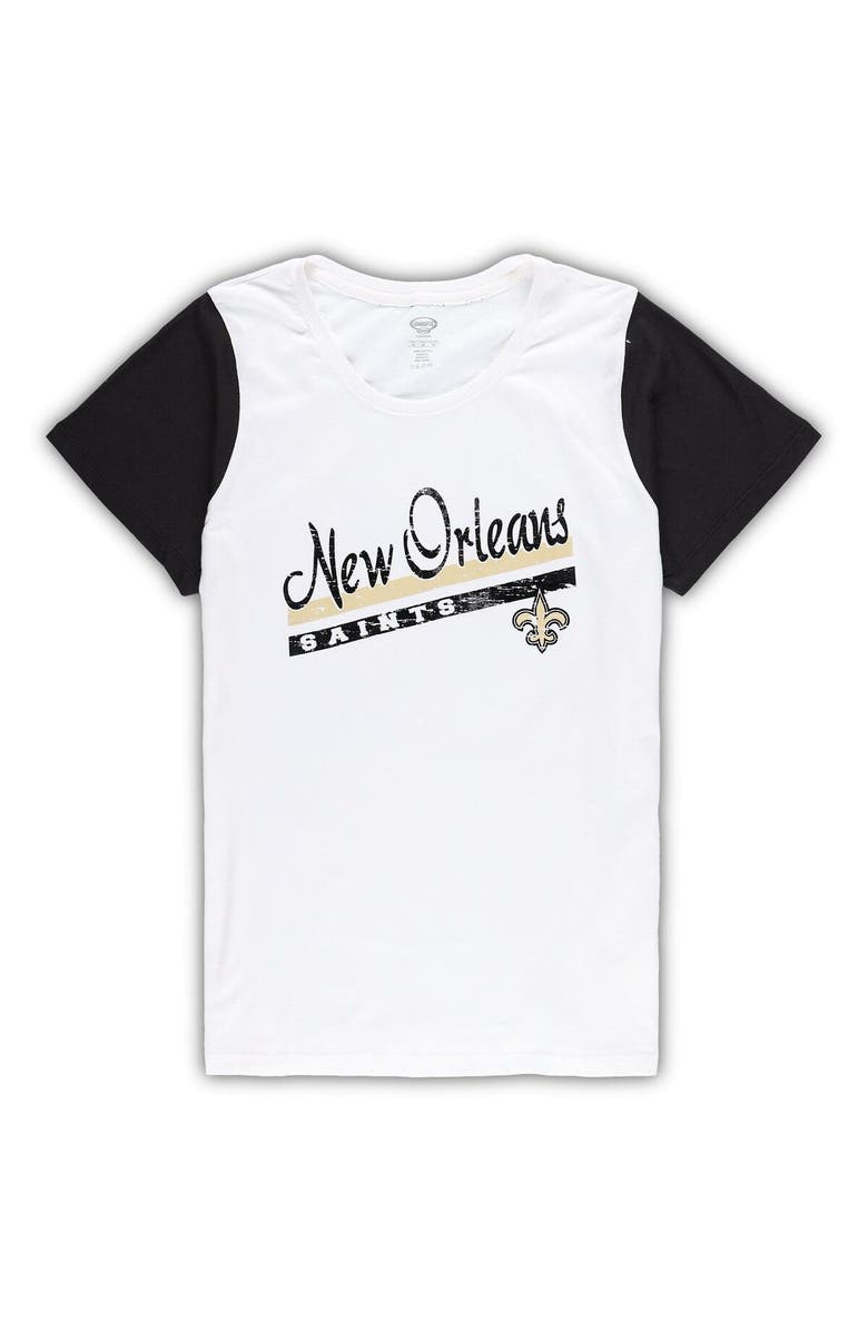 CONCEPTS SPORT Women's Concepts Sport White/Black New Orleans Saints Plus Size Downfield T-Shirt & Shorts Sleep Set, Alternate, color, 