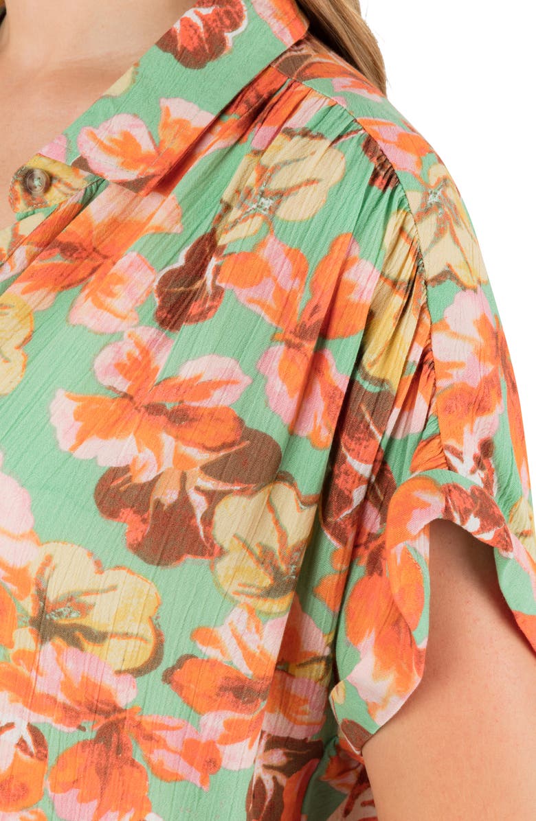 Hurley Ginko Clouds Floral Button-Up Shirt, Alternate, color, Ginko Green