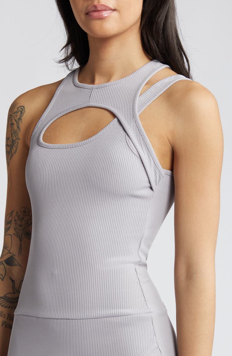 ASOS DESIGN Cutout Sleeveless Rib Dress, Alternate, color, 