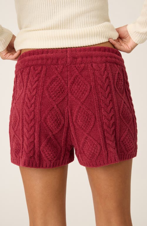 Pj Salvage Chenille Cable Knit Drawstring Shorts In Red