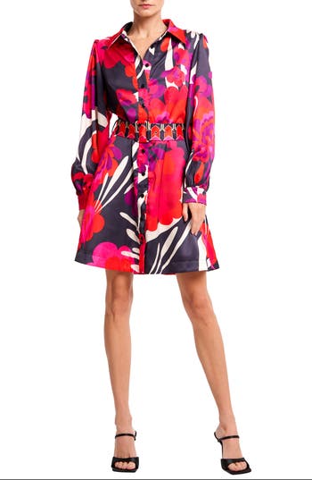 Ciebon Billy Floral Print Long Sleeve Shirtdress
