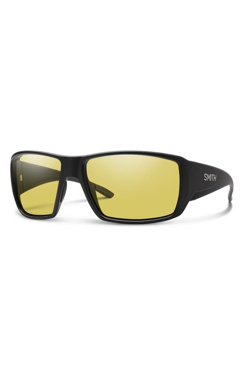 Smith Guide's Choice 62mm Polarized Oversize Wraparound Sunglasses In Black/low Light Yellow