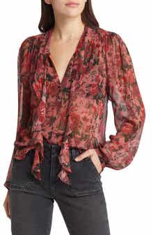 PAIGE Elynne Ruffle Floral Silk Button-Up Blouse