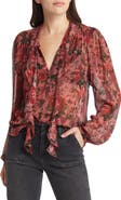 PAIGE Elynne Ruffle Floral Silk Button-Up Blouse