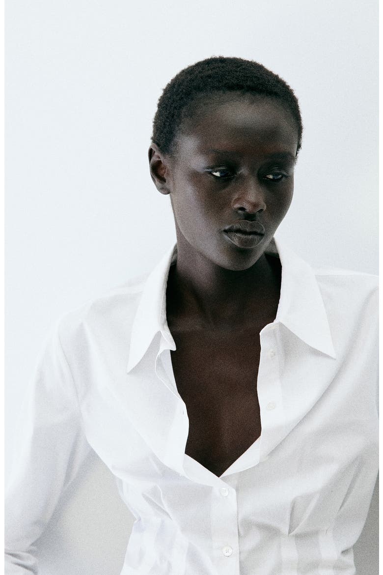 Cropped Cotton Shirt, Main, color, OFF WHITE