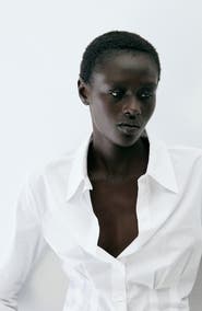 MANGO Cropped Cotton Shirt