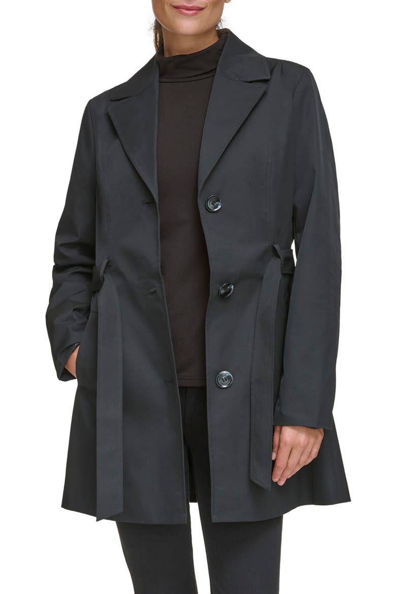 Belted Water Resistant Trench Coat, Alternate, color, BLACK