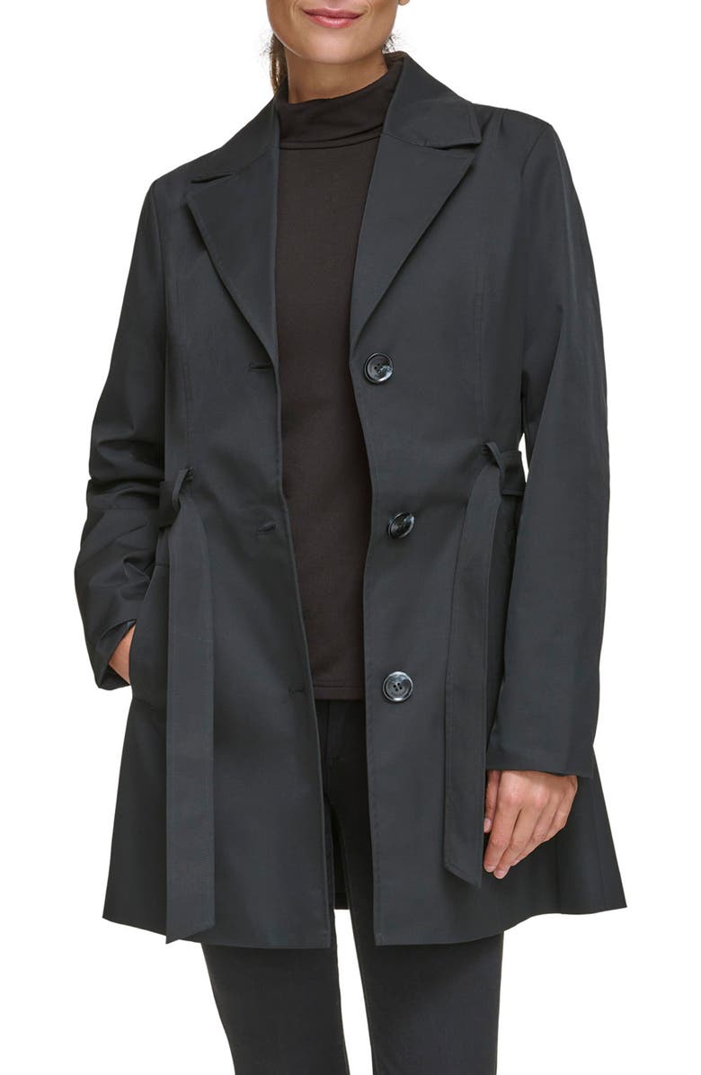 Kenneth Cole Belted Water Resistant Trench Coat, Alternate, color, Black