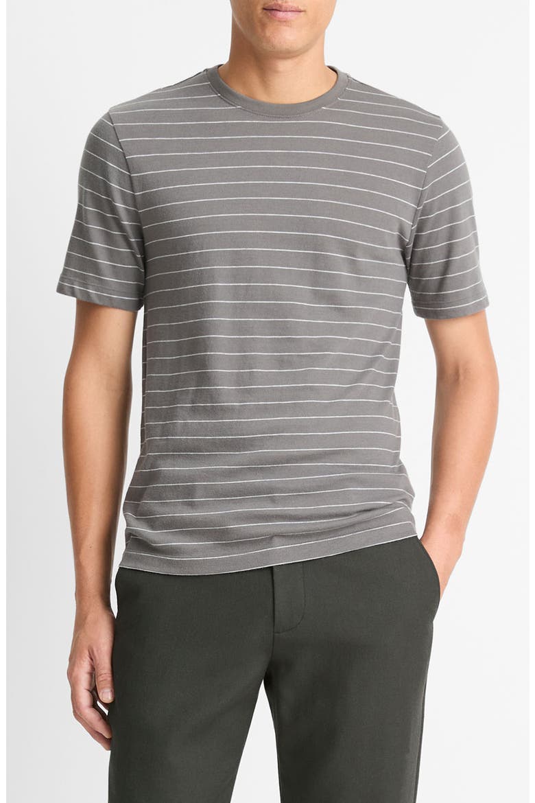 Stripe Crewneck T-Shirt, Main, color, RAIN CLOUD/ OPTIC WHITE