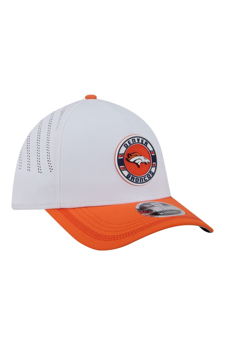 New Era Men's New Era White/Orange Denver Broncos Patch 39THIRTY A-Frame M-Crown Perforated Flex Hat, Alternate, color, White