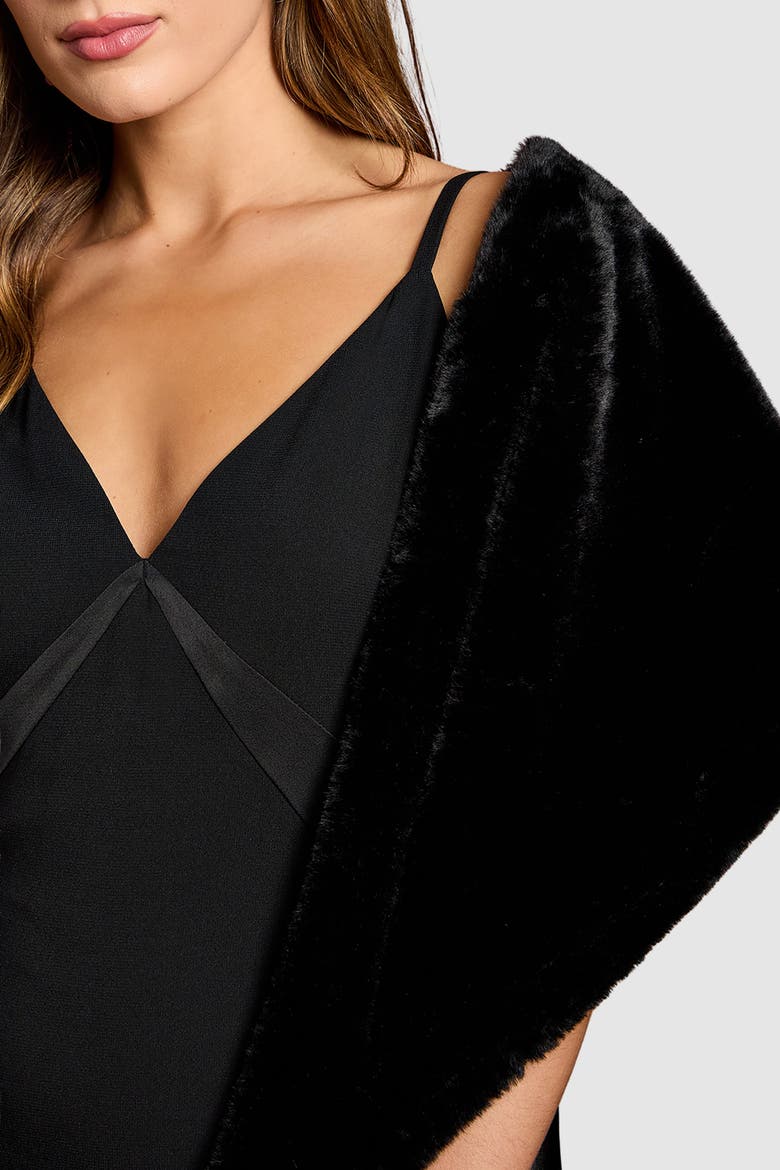 Faux Fur Shawl, Alternate, color, Black