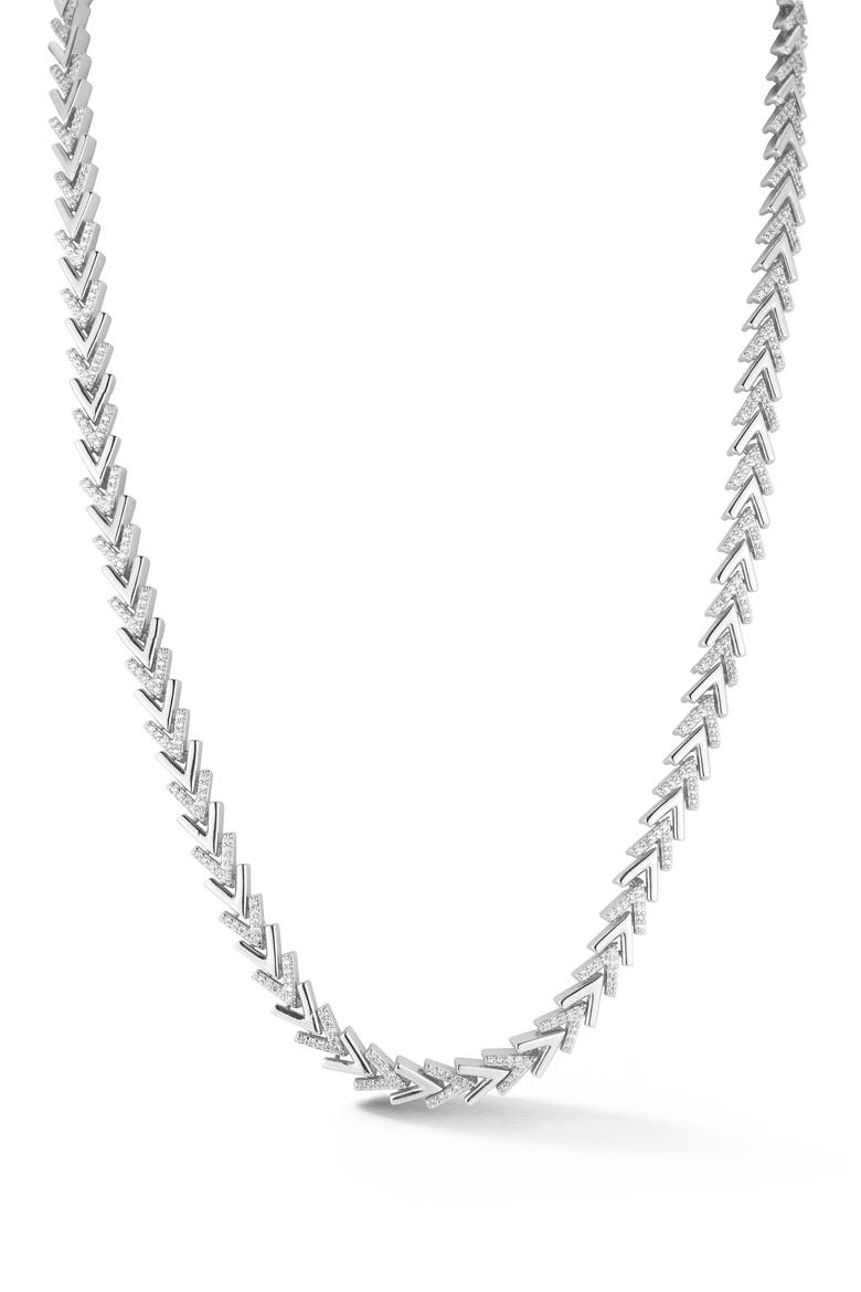 Cubic Zirconia Chevron Necklace, Main, color, SILVER