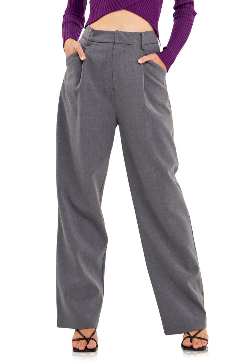 Endless Rose Wide Leg Trousers, Main, color, Medium Grey